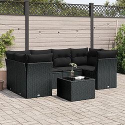 Maison Chic Salon de jardin 7 pcs avec coussins | Ensemble de Table et chaises | Mobilier d'Extérieur noir résine tressée -GKD65402