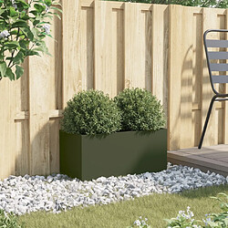 Avis Maison Chic Jardinière,Bac à fleurs - pot de fleur vert olive 62x30x29 cm acier laminé à froid -GKD73092