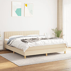 Maison Chic Lit adulte- Lit + matelas,Sommier à lattes de lit avec matelas Crème 180x200 cm Tissu -GKD22173