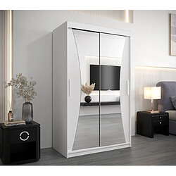 Abiks Meble Armoire MONACO À Portes Coulissantes 200/120/62 2 Portes (Blanc/Blanc)