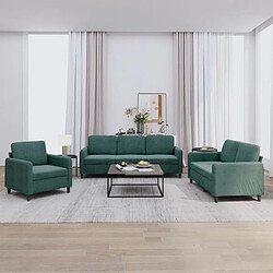 Maison Chic Ensemble de canapés 3 pcs, Canapé droit Sofa pour Salon vert foncé velours -GKD660402