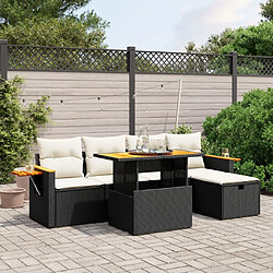 Maison Chic Ensemble Tables et chaises d'extérieur 6pcs avec coussins,Salon de jardin noir résine tressée -GKD643072