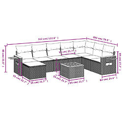 Avis Maison Chic Salon de jardin avec coussins 9 pcs | Ensemble de Table et chaises | Mobilier d'Extérieur beige résine tressée -GKD97251