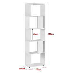 Helloshop26 Étagère armoire bibliothèque pour salon 159 cm blanc 03_0004690