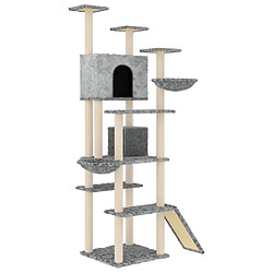 Helloshop26 Arbre à chat meuble tour grimper jouet grattage grattoir escalade plateforme avec griffoirs en sisal clair 191 cm gris 02_0022600