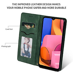 Wewoo Housse Coque Etui à rabat horizontal magnétique pour Galaxy A20S Retro Skin Feel Business Vert armée