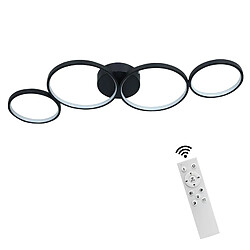 NETTLIFE Plafonnier LED moderne à intensité variable, noir, 88cm, 55 W, avec télécommande, Dimmable 4 Lampes 55W, Design Moderne