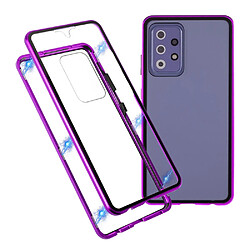 Coque en métal Couverture du cadre d'adsorption magnétique violet pour votre Samsung Galaxy A52 4G/5G