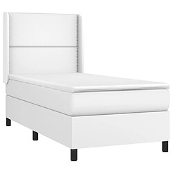 Avis Maison Chic Lit Adulte - Lit simple Lit à sommier tapissier avec matelas moelleux - Meuble de Chambre Blanc 90x190 cm Similicuir -MN92568