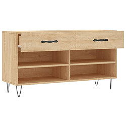 Maison Chic Banc à chaussures | Meuble de rangement à chaussures Meuble d'Entrée chêne sonoma 102x35x55 cm bois d'ingénierie -MN33623 pas cher