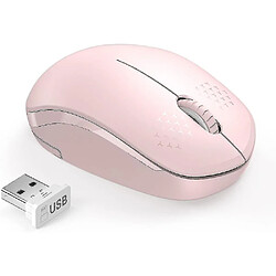 Universal Souris sans fil, 2,4 g de souris sans bruit avec des souris d'ordinateur portables récepteurs USB (rose)