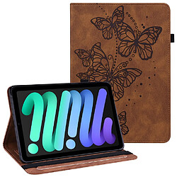 Etui en PU motif papillon avec support et porte-cartes marron pour votre Apple iPad Mini/2/3/4/mini (2019) 7.9 pouces