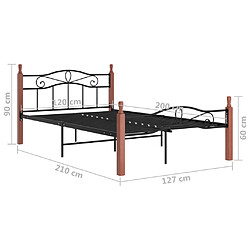 vidaXL Cadre de lit sans matelas noir métal bois chêne 120x200 cm pas cher