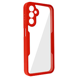 Avizar Coque 360° pour Galaxy A14 Dos Rigide Protection Écran Souple Contour Rouge