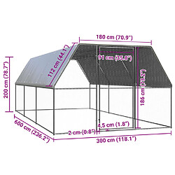 Acheter vidaXL Poulailler d'extérieur 3x6x2 m Acier galvanisé