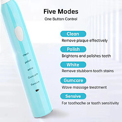 Avis Universal Brosse à dents électrique à 5 vitesses USB rechargeable pour adultes Brosse à dents étanche automatique IPX7(Bleu)