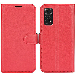 Etui en PU texture litchi, fermeture aimantée avec support rouge pour votre Xiaomi Redmi Note 11 4G (Qualcomm)/Redmi Note 11S 4G