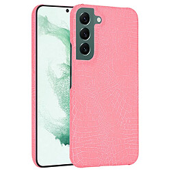 Coque en TPU + PU texture croco rose pour votre Samsung Galaxy S22 Plus 5G