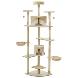 vidaXL Arbre à chat avec griffoirs en sisal 203 cm Beige et Blanc