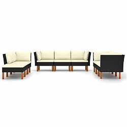 Avis Maison Chic Salon de jardin 9 pcs + coussins - Mobilier/Meubles de jardin - Table et chaises d'extérieur Résine tressée Noir -MN61628