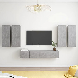 vidaXL Ensemble de meubles TV 6 pcs Gris béton Bois d'ingénierie