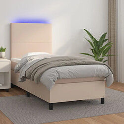 Maison Chic Lit adulte- Lit + matelas,Sommier à lattes de lit avec matelas LED Cappuccino 100x200 cm -GKD45175