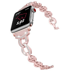 Wewoo Bracelet de montre VO en forme de 8 acier inoxydable massif serti de diamants pour Apple Watch séries 3 et 2 et 1 38 mm rose