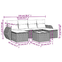 Avis vidaXL Salon de jardin avec coussins 7 pcs marron résine tressée