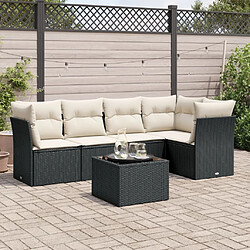 Maison Chic Salon de jardin 6 pcs avec coussins | Ensemble de Table et chaises | Mobilier d'Extérieur noir résine tressée -GKD54358