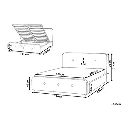 Avis Beliani Lit avec coffre en tissu gris foncé 160 x 200 cm RENNES II