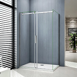 Cabine de douche 110x100x195cm porte de douche coulissante en verre anticalcaire avec une paroi de douche de 100cm