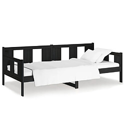 vidaXL Lit de jour sans matelas noir bois de pin massif 90x200 cm