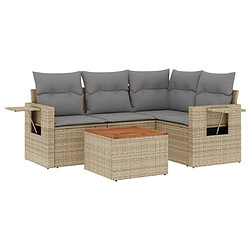 Maison Chic Salon de jardin avec coussins 5 pcs | Ensemble de Table et chaises | Mobilier d'Extérieur beige résine tressée -GKD88659