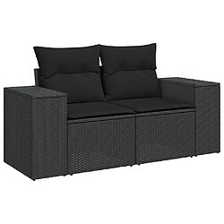 Acheter vidaXL Salon de jardin 9 pcs avec coussins noir résine tressée