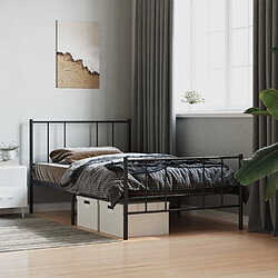 Maison Chic Lit adulte - Lit simple Cadre de lit métal avec tête de lit/pied de lit,Structure du lit Contemporain pour chambre noir 90x190 cm -MN13532