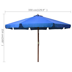 Maison Chic Parasol Jardin | Parasol avec mat en bois 330 cm Bleu azuré - GKD95288 pas cher