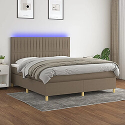 vidaXL Sommier à lattes de lit et matelas et LED Taupe 180x200cm Tissu