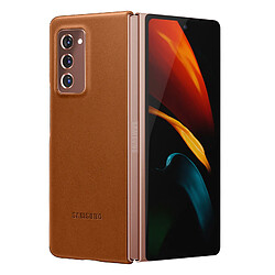 Coque Samsung Z Fold 2 Cuir Véritable Soft-touch Original Leather Cover Marron