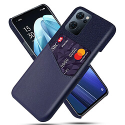 Coque en TPU + PU anti-chute avec porte-carte, bleu pour votre Oppo Reno7 5G (Global)