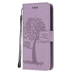 Etui en PU chouette avec support violet clair pour votre Huawei P40 Lite