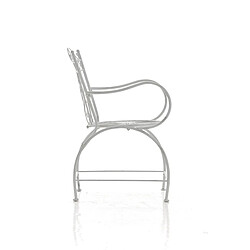 Decoshop26 Chaise de jardin avec accoudoirs balcon terrasse design rustique en métal blanc vieilli 10_0003031