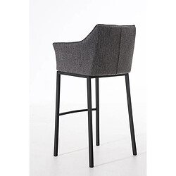 Acheter Decoshop26 Tabouret de bar chaise haute de comptoir couture carrées assise en tissu gris titane 4 pieds stables en métal noir 10_0004706