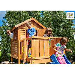 Avis Aire de jeux en bois Myhouse avec toboggan et maison de chez Fungoo