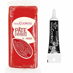 Scrapcooking Pâte d'amande rouge 200 g + Stylo de glaçage noir