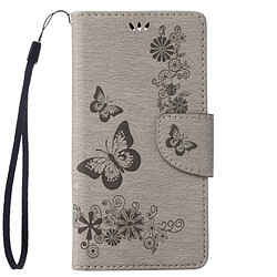 Wewoo Coque gris Wiko U Feel Lite Étui en cuir à rabat avec motif fleurs et papillon avec boucle magnétique Titulaire & Slots de cartes Portefeuille