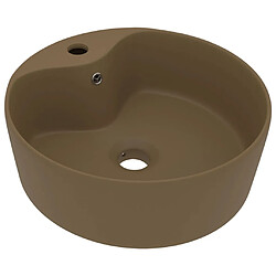 vidaXL Lavabo de luxe avec trop-plein Crème mat 36x13 cm Céramique