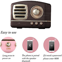 Universal Haut-parleur rétro Bluetooth portable, mini-haut-parleur vintage sans fil avec basse riche, stéréo, micro intégré pour voyager, maison, à l'extérieur