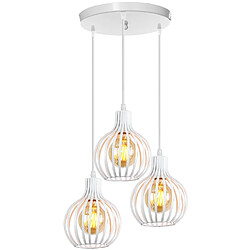 Stoex Lustre Moderne Plafonnier D'Intérieur Rétro 3 Lumières Suspension Vintage Suspension Lustre E27 Métal Blanc Pour Chambre, Salle À Manger, Bureau