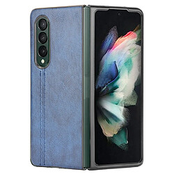 Coque en TPU + PU ligne de couture bleu pour votre Samsung Galaxy Z Fold3 5G