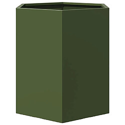 Avis vidaXL Jardinière vert olive hexagone 46x40x45 cm acier